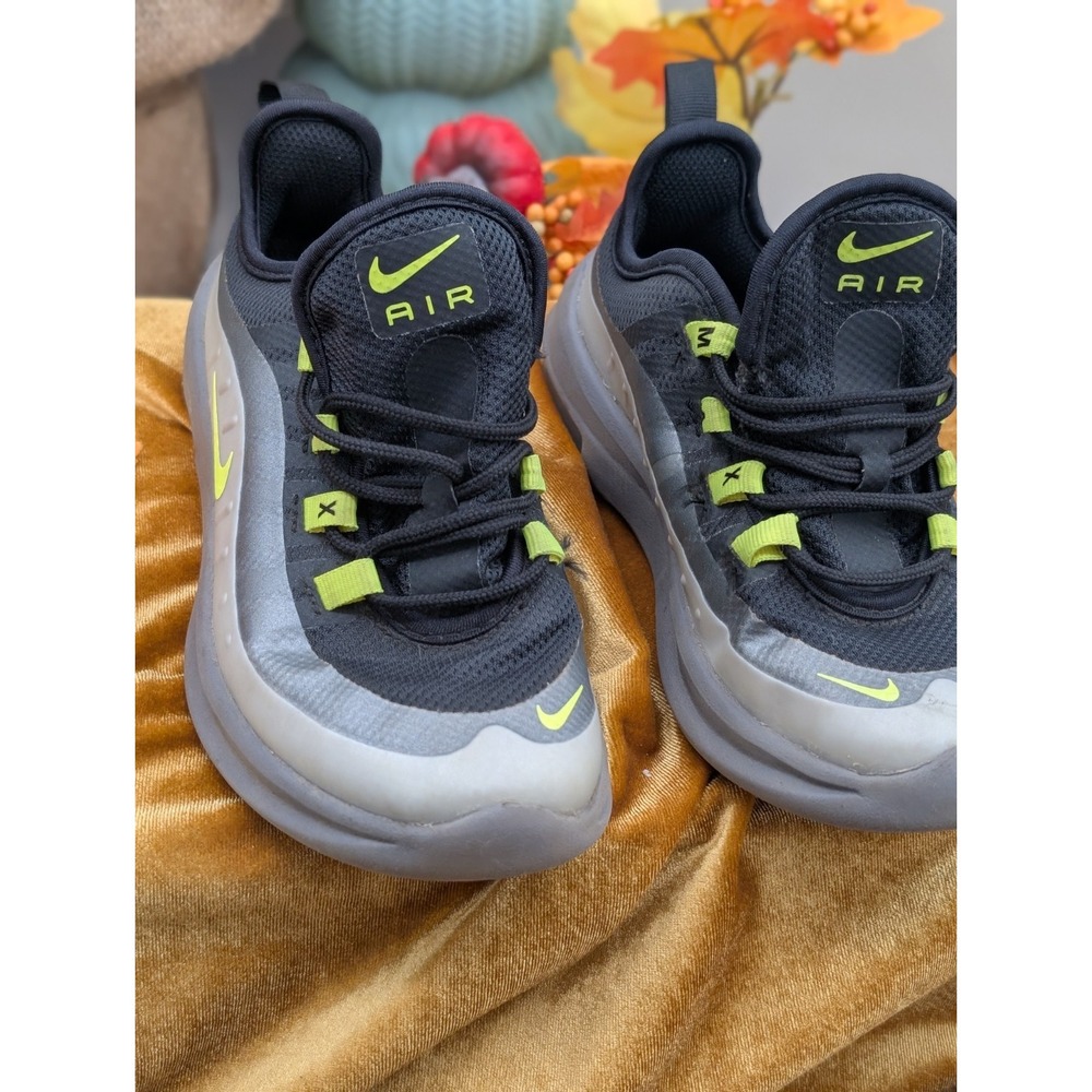 Nike Air Max Axis Black Dark Grey Volt Kids Running Shoes AH5223-012 Size 12.5C